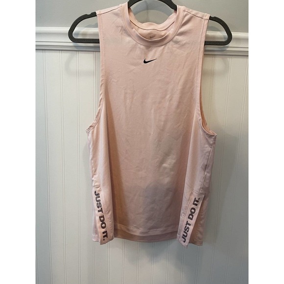 Nike Tops - NIKE “Just Do It” Womens Size Small Pink Dri-Fit Tank Top glitter Spell out